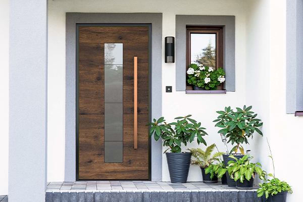 KOMPtherm Holz-Haustür mit SUNSET Details